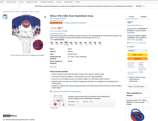 Wilson Mini NBA-Team Basketball Hoop por solo 15,20€