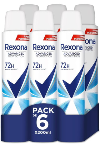 Pack de 6×200ml Desodorante Rexona advance mujer por 10,94€.