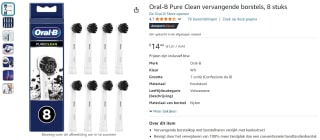 8x Oral-B Pure Charcoal opzetborstels voor €14,44 bij Amazon