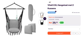 Vita5 XXL Hangstoel met 2 Kussens voor €29,95 bij iBood