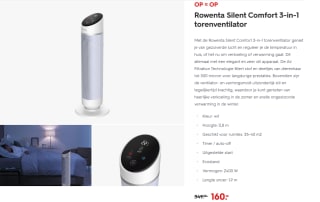 Rowenta Silent Comfort 3-in-1 torenventilator voor €160 bij HEMA