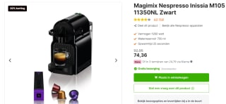 Magimix Nespresso Inissia M105 koffiezetapparaat voor €74,36 bij Expert