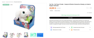 Marca Famosa Conejo de Peluche Interactivo Joy Toy en caja regalo por 19,99€