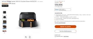 Friteuse sans huile Airfryer PHILIPS Series 3000 9L Double Panier NA352/00 à 139€
