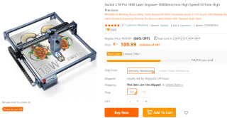 Swiitol C18 Pro 18W Laser Engraving Machine voor €189,99 bij Tomtop