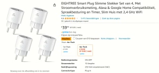 EIGHTREE - Smart Plug - Wifi - 4-delige set voor €29,99 bij Amazon