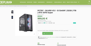 PCTEC SILVER V3.1 i5 12400F 32GB 1TB RTX 4070 Super por 999€