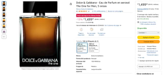Perfume Dolce & Gabbana The One $1,499 | Descuento Amazon