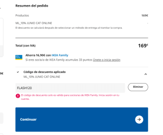 Cupón 10% descuento en pedidos superiores 150€ en Ikea