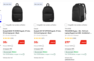 Tot 50% korting op rugtassen en reisbagage bij Bol
