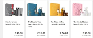Div. Rituals sets bijv Large gift set voor €36 met 500 ing punten