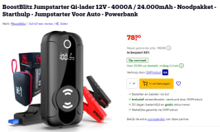 BoostBlitz Jumpstarter 4000A/24.000 mAh voor €78,90 bij Bol