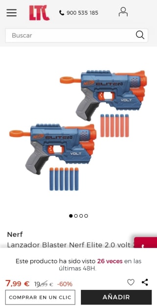 Lanzador Blaster Nerf Elite 2.0 volt 2 Pack por 7,99€.