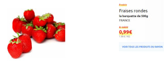 Barquette de fraises rondes de 500g à 0,99€