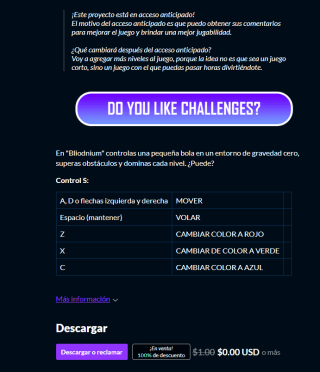 Descarga gratis desde itch el juego Bliodnium