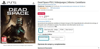 Juego Dead Space PlayStation 5 por 21,48€.