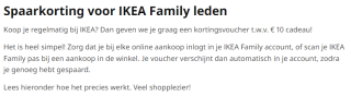 IKEA Family €10 korting bij besteding van €100