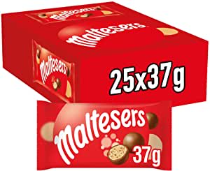 Maltesers Snack En Bolitas De Leche Malteada Recubiertas De Chocolate Con Leche (25 Bolsitas x 37g) por 11,68€
