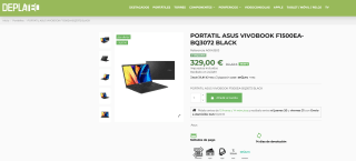 Portátil Asus Vivobook F1500EA-BQ3072 por solo 329€
