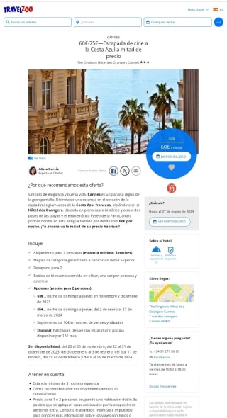 Costa Azul desde 60€ por noche para 2 personas.