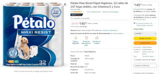 Papel Higiénico Pétalo Maxi Resist 32 Rollos por $146 en Amazon