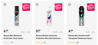 Alle Rexona producten 3 voor €10 bij Etos