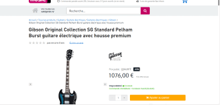 Guitare électrique Gibson Original Collection SG Standard Pelham Burst à 1076€