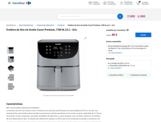 Freidora de Aire sin Aceite Cosori Premium 1700W 5,5 Litros por 89€
