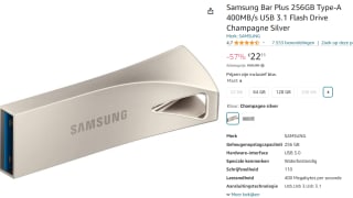 Samsung BAR Plus 256GB Champagne Silver voor €22,11 bij Amazon