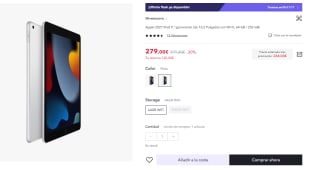 Apple 2021 iPad 9.ª generación de 64GB por 264€