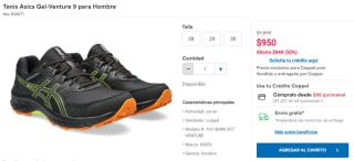 Asics Gel Venture 9 por $950 en Coppel