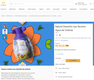 Água de Colônia Infantil Naturé de 100ml da Natura - R$ 43,90