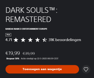 Dark Souls Remastered voor €19,99 in de Playstation Store