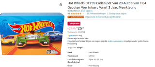 Hot Wheels - Dxy59 - Set of 20 Vehicles voor €25,06 bij Amazon