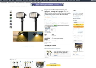 2 Focos solares impermeables para exteriores IP65 63 LED 3 modos de iluminación por 14,39€