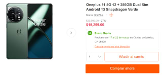 Oneplus 11 5G 12 + 256GB a $15,299 en Linio