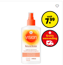 Alle Vision zonnebrand producten voor €7,99 bij Kruidvat