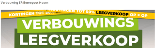 50% korting op alles tijdens de verbouwingsleegverkoop bij EP Beerepoot