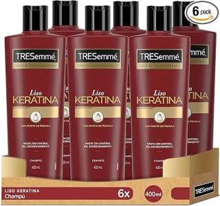 Pack 6 TRESemmé Champú Liso Keratina para pelo encrespado o dañado con aceite de Marula y Keratina 400ml por 16,81€