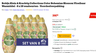 8x Robijn Klein & Krachtig Wasmiddel Bohemian Blossom 19 Wasbeurten 665 ml voor €39,89 bij Bol