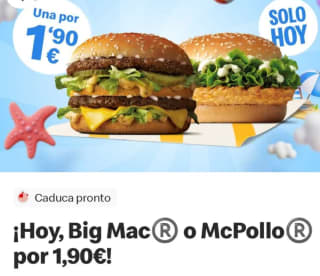 McDonalds Big Mac o McPollo por 1,90€