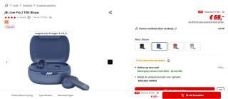 JBL Live Pro 2 TWS oordopjes voor €69 bij de Mediamarkt