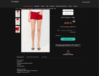 Short vaquero Rojo Mujer por solo 8,50€