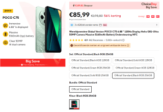 Xiaomi POCO C75 - 8GB/256GB - Black voor €85,99 bij Aliexpress