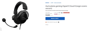Auriculares gaming HyperX Cloud II por 49,49€