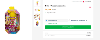 Muñeca Trolls Viva Con Accesorios Su Pelo Se Convierte En Capa 30 cm por 24.49€