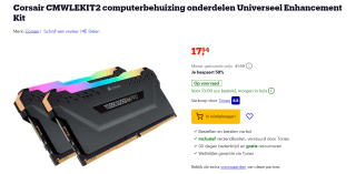 Corsair Vengeance RGB Pro Light Enhancement Kit, Zwart voor €17,54 bij Bol