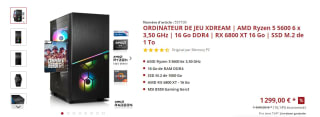 Le XDREAM GAMING PC à 1225,82€ au lieu de 1549€ + 1 jeu offert