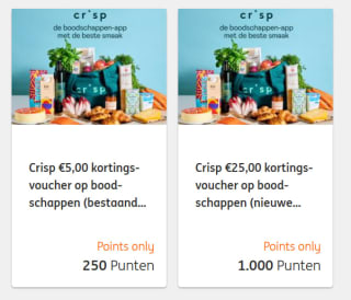 €5 of €25 korting bij Crisp met ING rentepunten