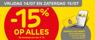 15% korting op alles bij Brico